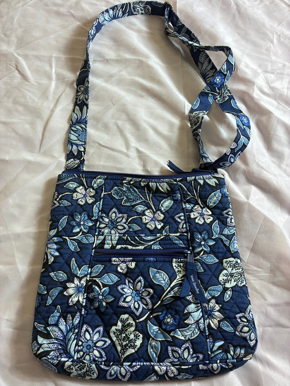 Vera Bradley Hipster Crossbody Bag Navy Blue Floral Print